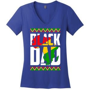 Black Dad Juneteenth King Father Black History Month Melanin Gift Women's V-Neck T-Shirt