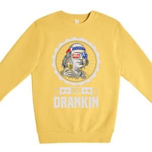 Ben Drankin July 4th American Flag Patriotic Beer Er Cool Gift Premium Crewneck Sweatshirt