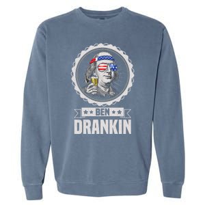 Ben Drankin July 4th American Flag Patriotic Beer Er Cool Gift Garment-Dyed Sweatshirt