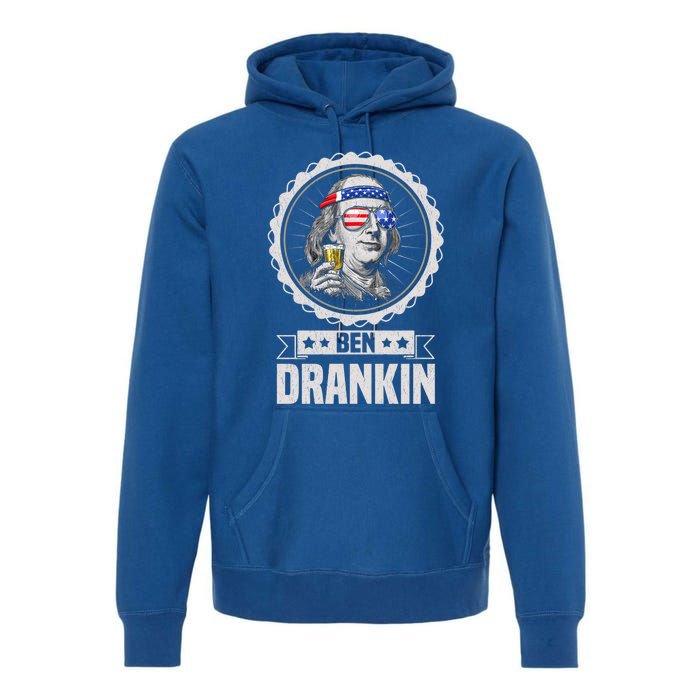 Ben Drankin July 4th American Flag Patriotic Beer Er Cool Gift Premium Hoodie