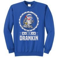 Ben Drankin July 4th American Flag Patriotic Beer Er Cool Gift Tall Sweatshirt