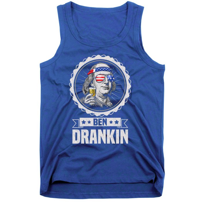 Ben Drankin July 4th American Flag Patriotic Beer Er Cool Gift Tank Top