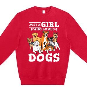 Boxer Dog Just A Girl Who Loves Dogs Premium Crewneck Sweatshirt