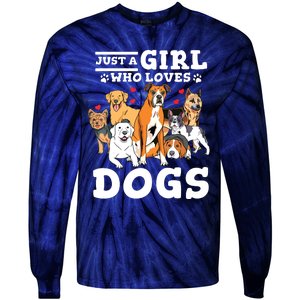 Boxer Dog Just A Girl Who Loves Dogs Tie-Dye Long Sleeve Shirt