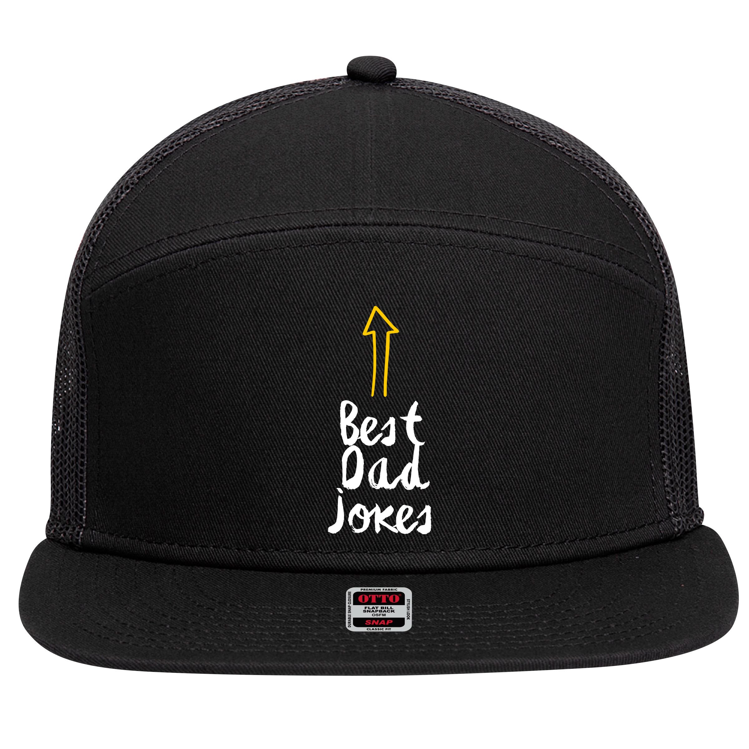 Best Dad Jokes Arrow Funny Gift 7 Panel Mesh Trucker Snapback Hat