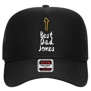 Best Dad Jokes Arrow Funny Gift High Crown Mesh Back Trucker Hat