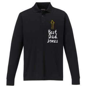 Best Dad Jokes Arrow Funny Gift Performance Long Sleeve Polo