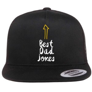 Best Dad Jokes Arrow Funny Gift Flat Bill Trucker Hat