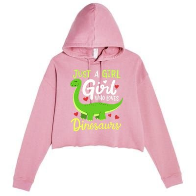 Brachiosaurus Dinosaur Just a Girl Who Loves Dinosaurs Crop Fleece Hoodie