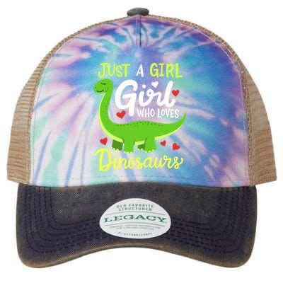 Brachiosaurus Dinosaur Just a Girl Who Loves Dinosaurs Legacy Tie Dye Trucker Hat