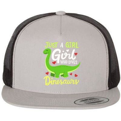 Brachiosaurus Dinosaur Just a Girl Who Loves Dinosaurs Flat Bill Trucker Hat