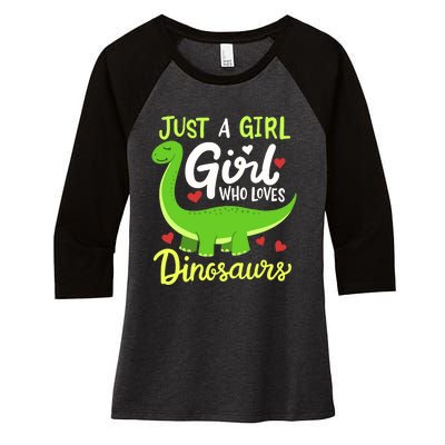 Brachiosaurus Dinosaur Just a Girl Who Loves Dinosaurs Women's Tri-Blend 3/4-Sleeve Raglan Shirt