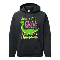  Brachiosaurus Dinosaur Just a Girl Who Loves Dinosaurs Performance Fleece Hoodie