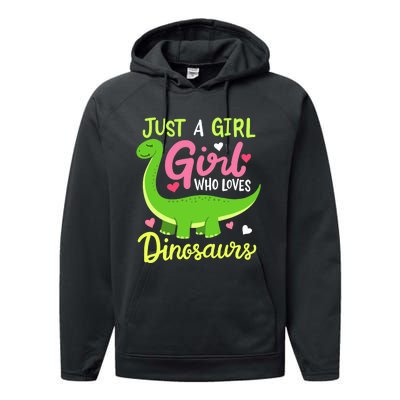  Brachiosaurus Dinosaur Just a Girl Who Loves Dinosaurs Performance Fleece Hoodie