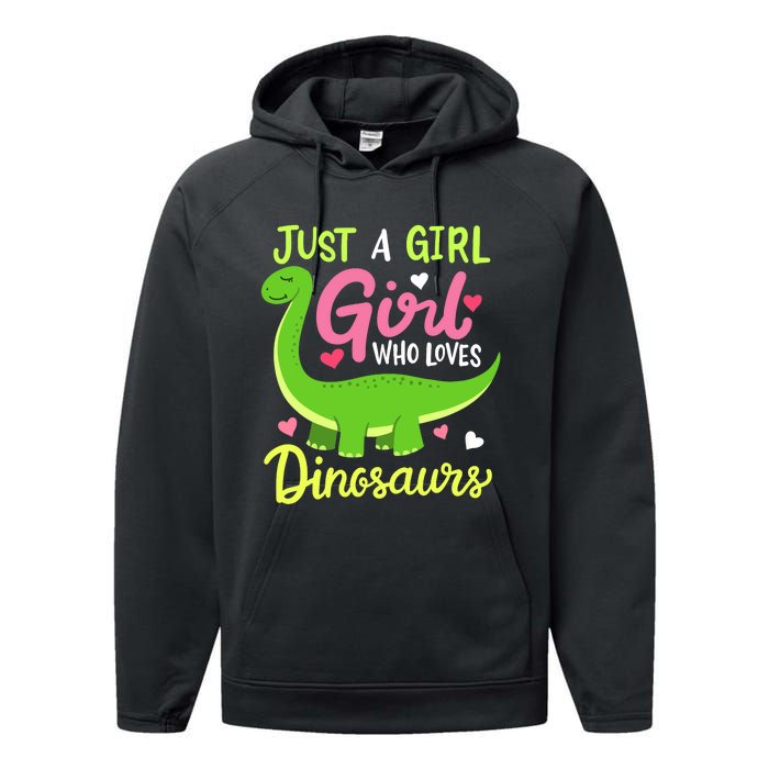  Brachiosaurus Dinosaur Just a Girl Who Loves Dinosaurs Performance Fleece Hoodie