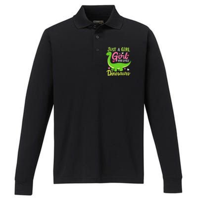  Brachiosaurus Dinosaur Just a Girl Who Loves Dinosaurs Performance Long Sleeve Polo