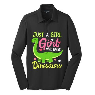  Brachiosaurus Dinosaur Just a Girl Who Loves Dinosaurs Silk Touch Performance Long Sleeve Polo