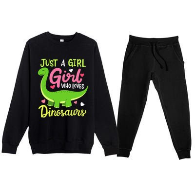  Brachiosaurus Dinosaur Just a Girl Who Loves Dinosaurs Premium Crewneck Sweatsuit Set