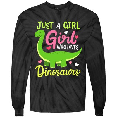  Brachiosaurus Dinosaur Just a Girl Who Loves Dinosaurs Tie-Dye Long Sleeve Shirt