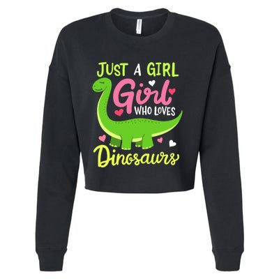  Brachiosaurus Dinosaur Just a Girl Who Loves Dinosaurs Cropped Pullover Crew