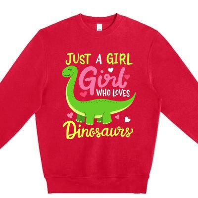  Brachiosaurus Dinosaur Just a Girl Who Loves Dinosaurs Premium Crewneck Sweatshirt