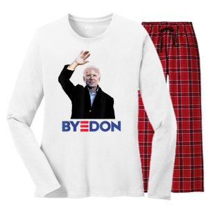 Bye Don Joe Biden Drops Out 2024 Election Women's Long Sleeve Flannel Pajama Set 