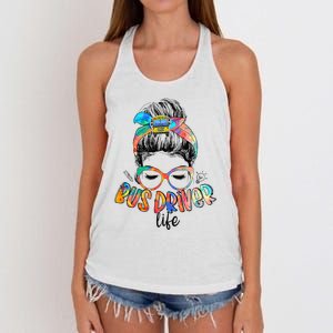 Bus Driver Life Messy Bun Hair Cute School Bus Driver Women's Knotted Racerback Tank