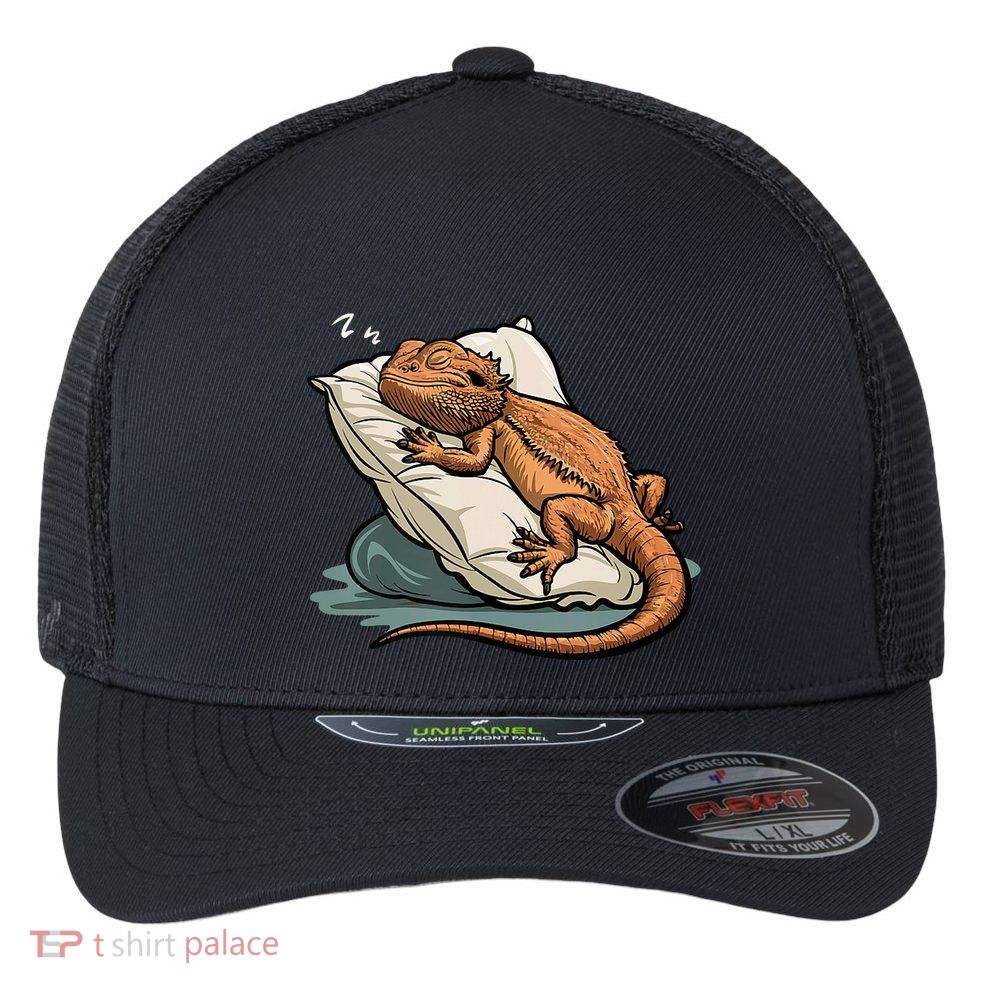 Bearded Dragon Lizard Lover Funny Breaded Dragon Flexfit Unipanel Trucker Cap