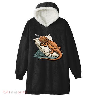 Bearded Dragon Lizard Lover Funny Breaded Dragon Hooded Wearable Blanket