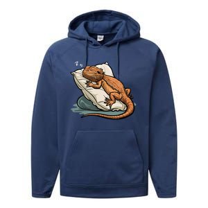 Bearded Dragon Lizard Lover Funny Breaded Dragon Performance Fleece Hoodie