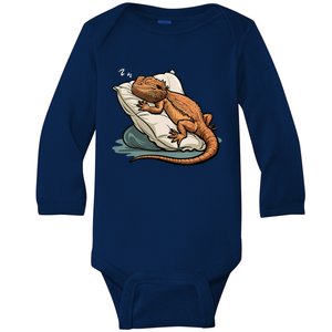 Bearded Dragon Lizard Lover Funny Breaded Dragon Baby Long Sleeve Bodysuit