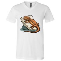 Bearded Dragon Lizard Lover Funny Breaded Dragon V-Neck T-Shirt