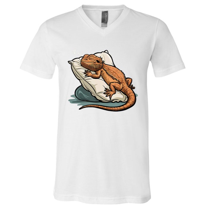 Bearded Dragon Lizard Lover Funny Breaded Dragon V-Neck T-Shirt