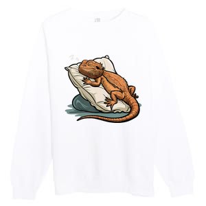 Bearded Dragon Lizard Lover Funny Breaded Dragon Premium Crewneck Sweatshirt