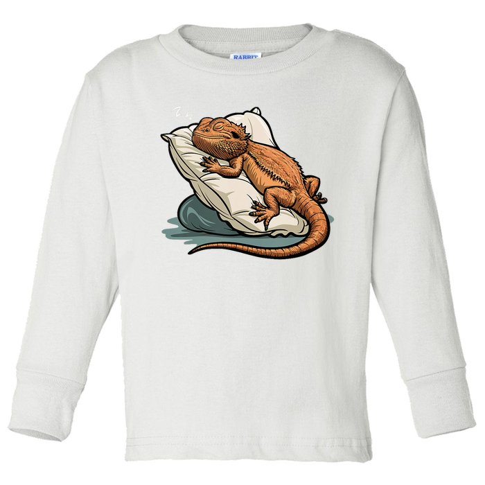 Bearded Dragon Lizard Lover Funny Breaded Dragon Toddler Long Sleeve Shirt