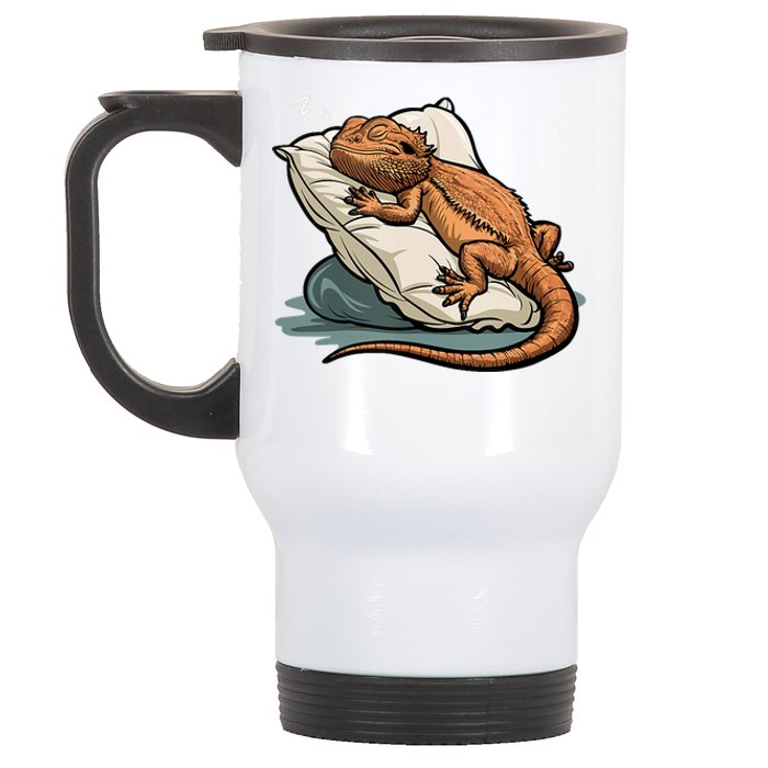 Bearded Dragon Lizard Lover Funny Breaded Dragon Stainless Steel Travel Mug