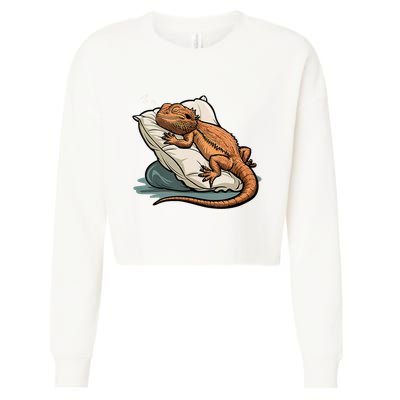 Bearded Dragon Lizard Lover Funny Breaded Dragon Cropped Pullover Crew