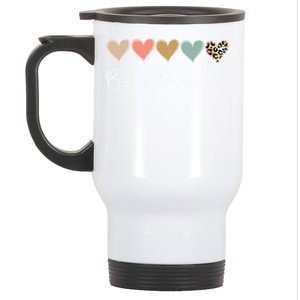 Bus Driver Leopard Heart Bus Squad Valentine's Day Gift Stainless Steel Travel Mug