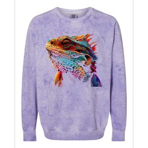 Bearded Dragon Lover Fun Colorful Cool Painting Art Cute Pet Colorblast Crewneck Sweatshirt