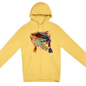 Bearded Dragon Lover Fun Colorful Cool Painting Art Cute Pet Premium Pullover Hoodie