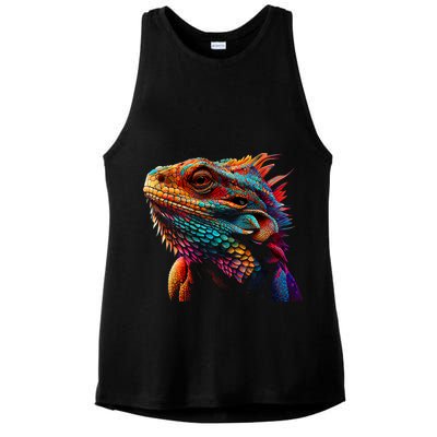 Bearded Dragon Lover Fun Colorful Cool Painting Art Cute Pet Ladies PosiCharge Tri-Blend Wicking Tank