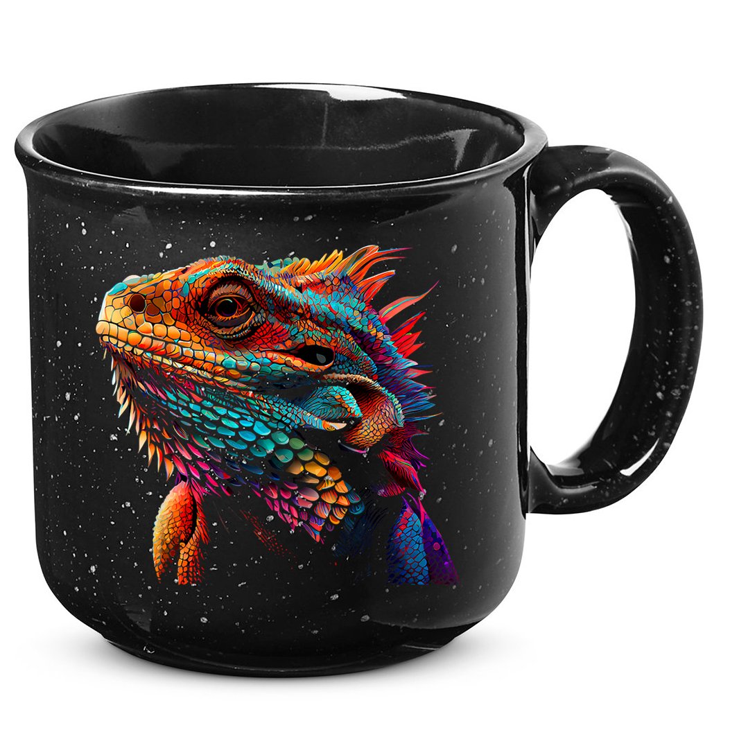 Bearded Dragon Lover Fun Colorful Cool Painting Art Cute Pet 15oz Campfire Ceramic Mug