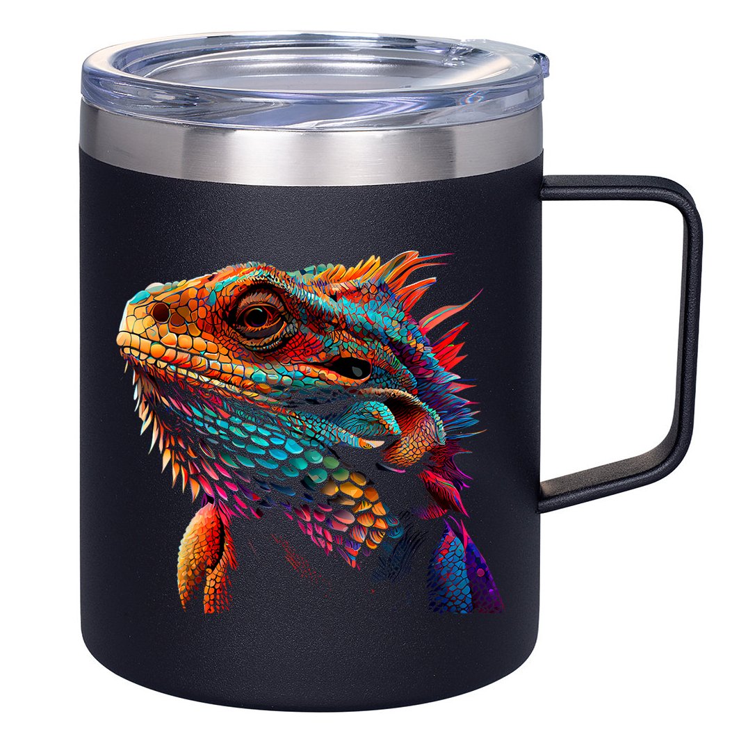 Bearded Dragon Lover Fun Colorful Cool Painting Art Cute Pet 12oz Stainless Steel Coffee Mug