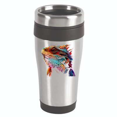 Bearded Dragon Lover Fun Colorful Cool Painting Art Cute Pet 16oz Travel Tumbler
