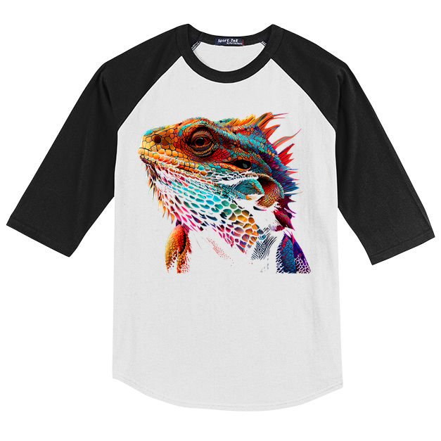 Bearded Dragon Lover Fun Colorful Cool Painting Art Cute Pet Kids Colorblock Raglan Jersey