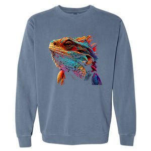 Bearded Dragon Lover Fun Colorful Cool Painting Art Cute Pet Garment-Dyed Sweatshirt