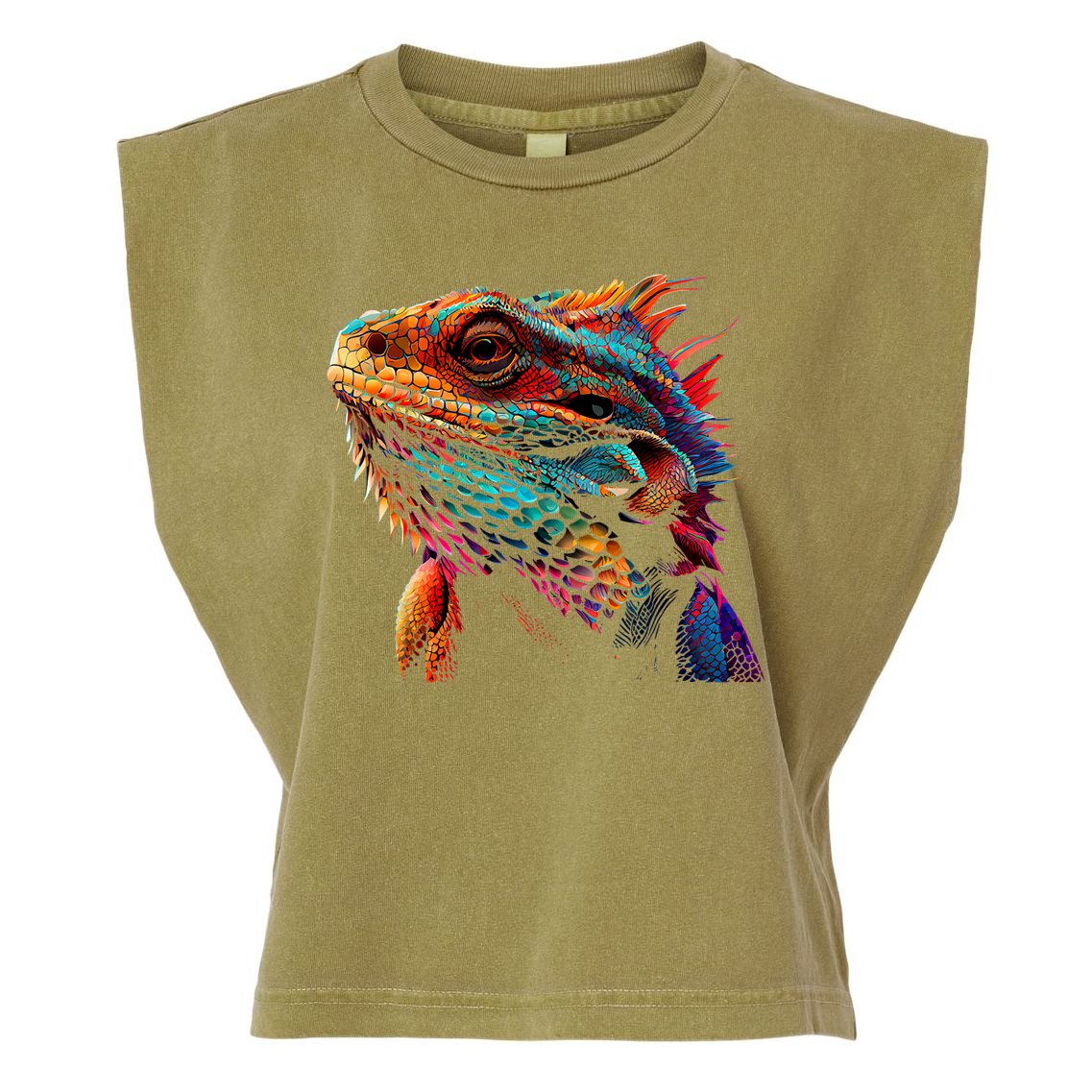 Bearded Dragon Lover Fun Colorful Cool Painting Art Cute Pet Garment-Dyed Women's Muscle Tee