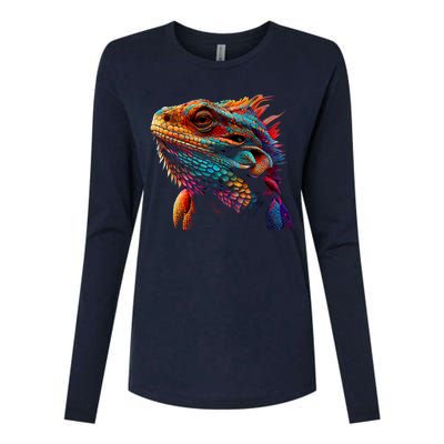 Bearded Dragon Lover Fun Colorful Cool Painting Art Cute Pet Womens Cotton Relaxed Long Sleeve T-Shirt