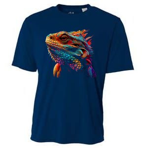 Bearded Dragon Lover Fun Colorful Cool Painting Art Cute Pet Cooling Performance Crew T-Shirt