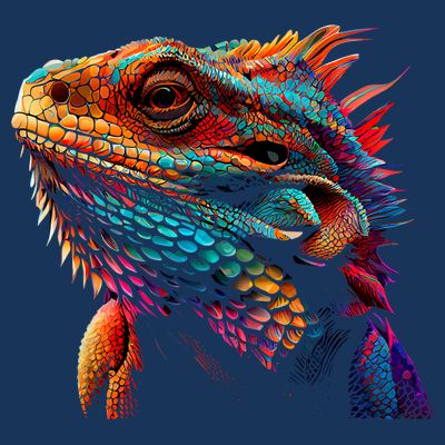 Bearded Dragon Lover Fun Colorful Cool Painting Art Cute Pet T-Shirt